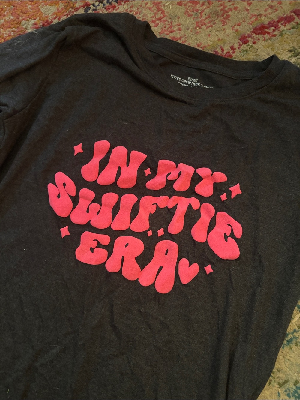 Black Graphic Tee with Pink 'In My Swiftie Era' Print